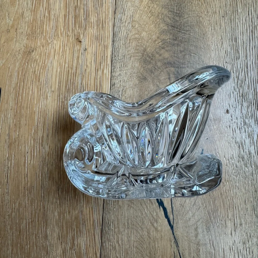 🔥CRYSTAL CHRISTMAS SLEIGH🔥NEW Centerpiece Candy TRINKET Dish VINTAGE PriceFirm!